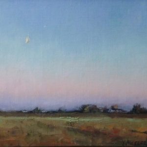 Oil painting of evening over the plains