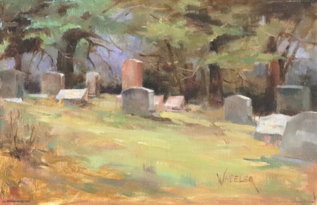 Oil painting of cemetery